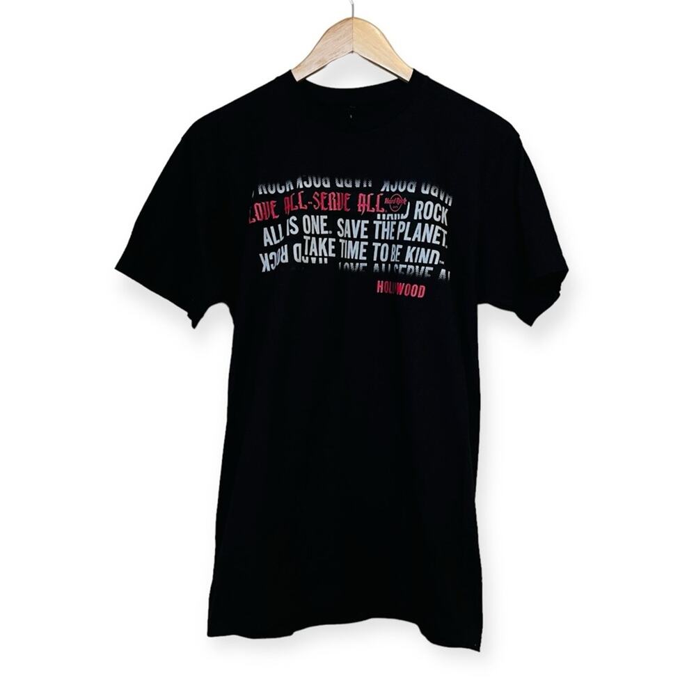 HARD ROCK CAFE Hollywood Black Logo Shirt Unisex NWT Love All MEDIUM